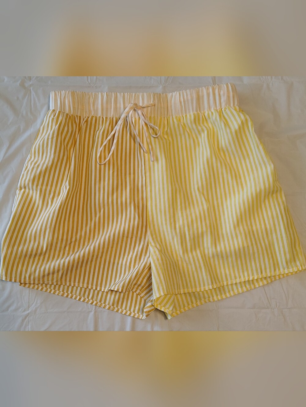 The Native One Elastic Drawstring Waist Yellow & White Striped Shorts Size M